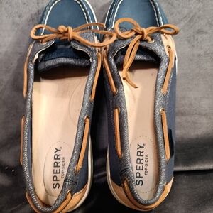 SperryTopsiders Denim and Brown Boat Shoes Womens SZ 8